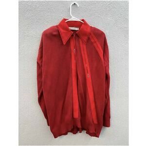 Womens RSB Red Long Sleeve Asymmetrical Detail 1/4 Zip Collared Sweater Size 1X